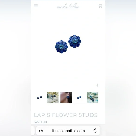 Nicola Bathie Jewelry Lapis Flower Studs - Picture 3 of 8